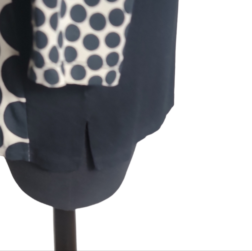 Chico’s black cream polka dot scoop neck top size 2 (Large 10 12) 3/4 skeeve - Picture 3 of 7